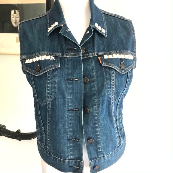 Levis Studded Jeans Vest - Picture 1 of 9